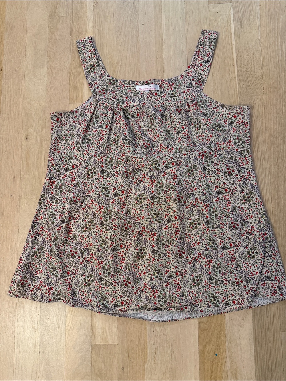 Women’s Floral Sleeveless Tank Top - Cream & Red